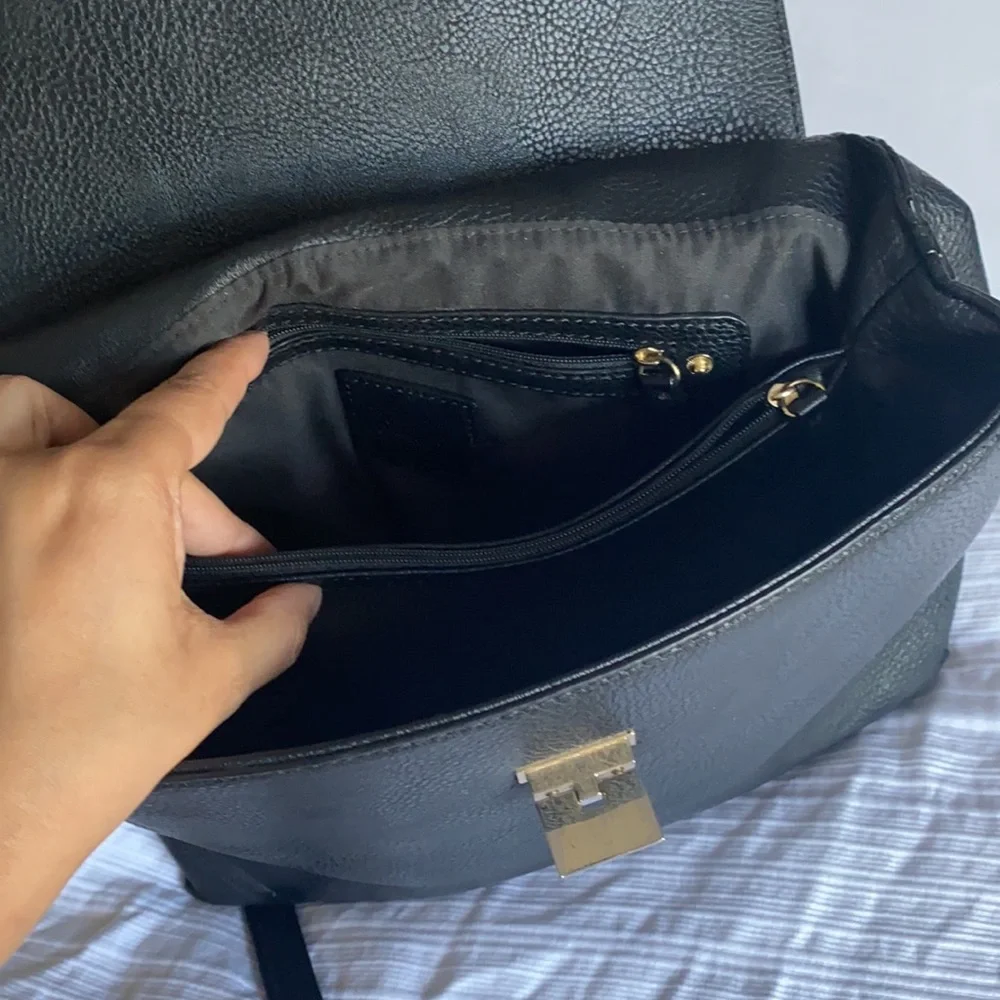 Neiman Marcus Bess Flip-Lock Faux-Leather backpack - Picture 5 of 12